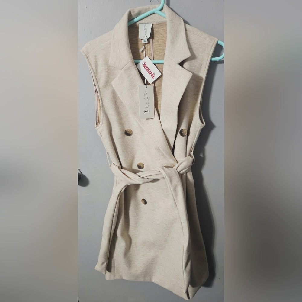 NWT Womens Joie Duster Sleeveless Jacket Vest Cream Size XS